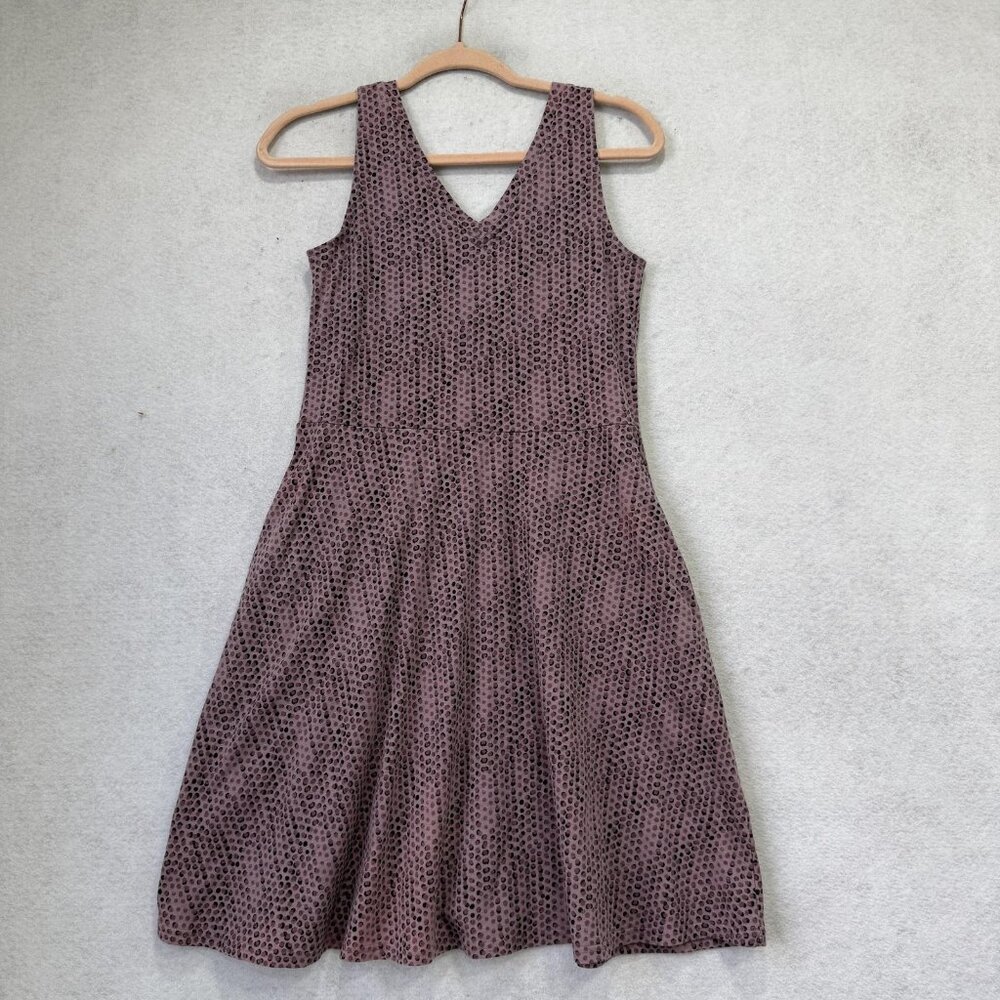 Pact Mauve Pink Patterned Sleeveless V‑Neck Mini Dress
